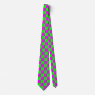Cravate Mini Carton Clair Rose Et Vert Lime