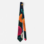 Cravate Mini Fleurs exotiques Motif arc-en-ciel (Devant)