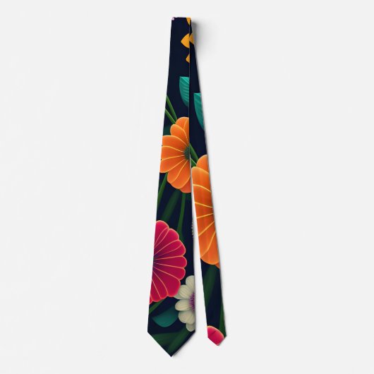 Cravate Mini Fleurs exotiques Motif arc-en-ciel (Devant)