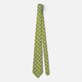 Cravate Mini Madras Plaid Sage et Jaune à deux côtés (Devant)