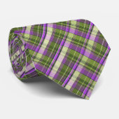 Cravate Mini Madras Plaid Violet à simple face (Roulé)