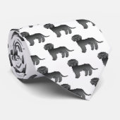 Cravate Mini Noir Goldendoodle mignon Patte de dessin de c (Roulé)