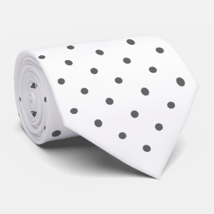 Cravate Mini Polka Motif gris foncé sur blanc