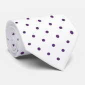 Cravate Mini Polka Motif pourpre en blanc (Roulé)