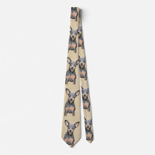 Cravate Miniature Pinscher Peinture mignonne Chien Art ori