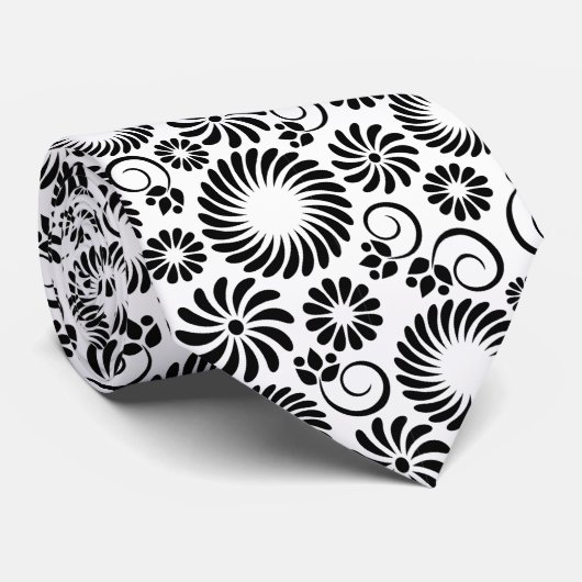 Cravate Minimalist Black White Retro Spiral Flower Pattern (Roulé)