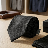 Cravate Minimalist Carbon Black Micro-Grid Geometric