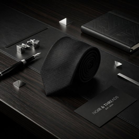 Cravate Minimalist Carbon Black Micro-Grid Geometric