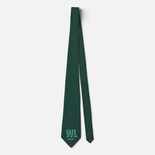 Cravate Minimalist Emerald Green Personalized Monogram (Devant)