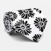 Cravate Minimalist Groovy Black and White Daisy Flowers (Roulé)