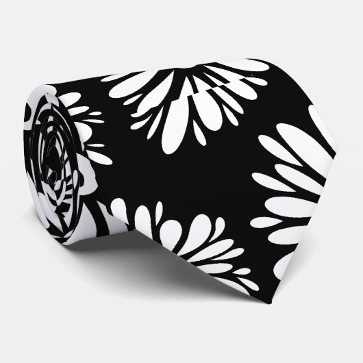 Cravate Minimalist Groovy Black and White Daisy Pattern (Roulé)