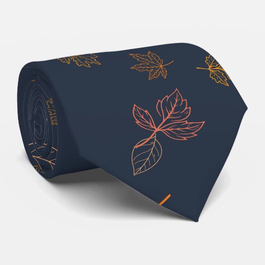 Cravate Minimalist Navy Autumn Leaf Modern Fall Design (Roulé)
