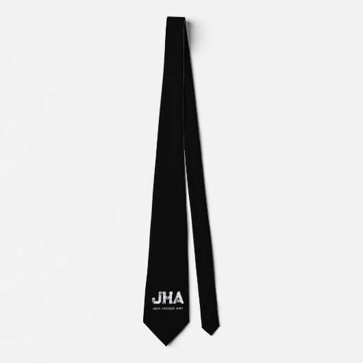 CRAVATE MINIMALIST WHITE THREE LETTER MONOGRAM NAME BLACK  (Devant)