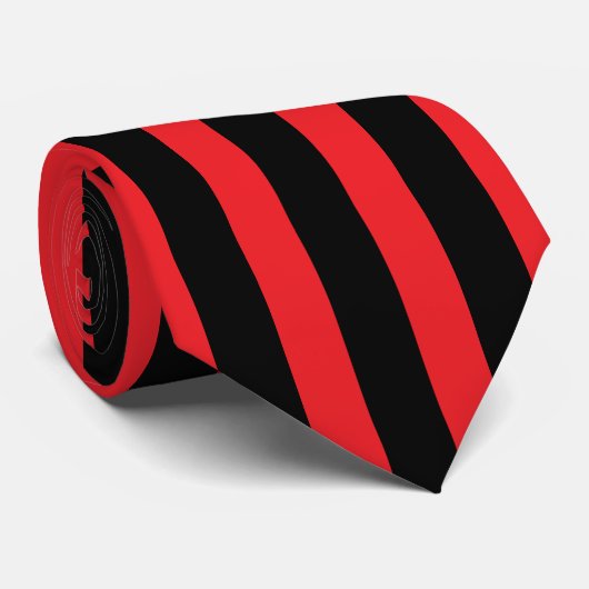 Cravate Minimaliste Moderne Rayures Noires et Rouges (Roulé)