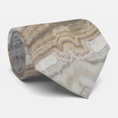Cravate minimaliste scandinave blanc marron gris marbre (Roulé)