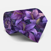 Cravate Minimalistic Groomsmen Gift Lilies Flower (Roulé)