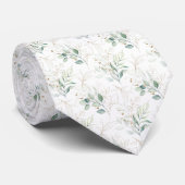 Cravate Mint Green Pastel Floral Greenery Motif (Roulé)