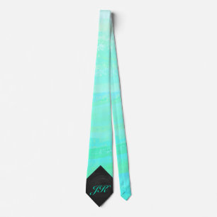 Cravate Mint Ice Blue and Black Monogram