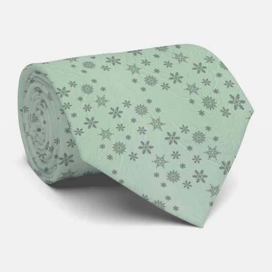 Cravate Mint Texture Snowflake Festive (Roulé)