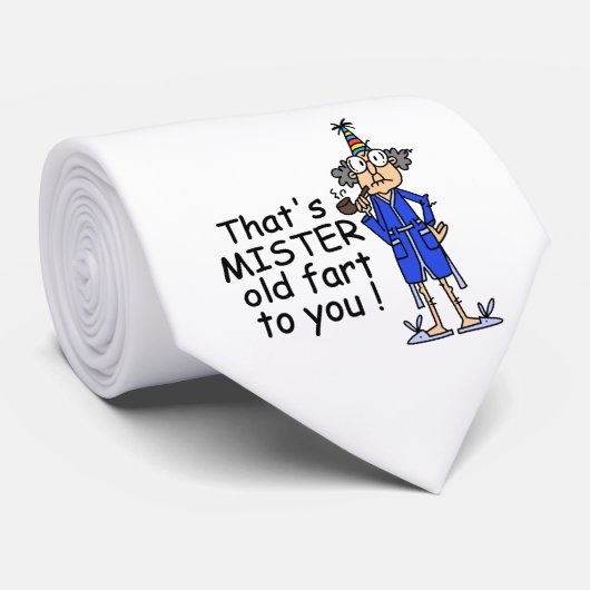 Cravate Mister Old Fart Humour d'anniversaire (Roulé)