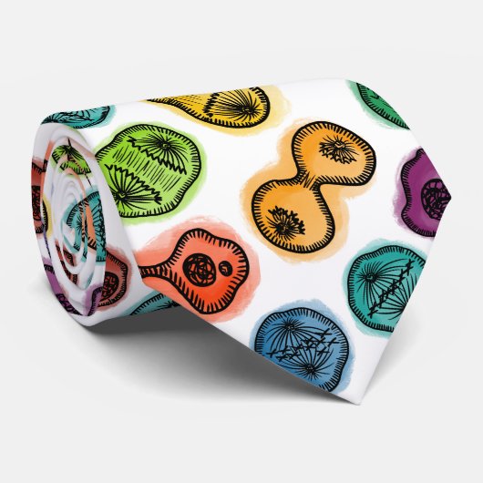 Cravate Mitose - Couleur sur blanc (Roulé)