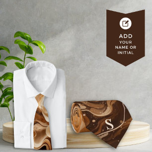 Cravate Mocha Espresso Signature Ripplée Necktie Monogramm