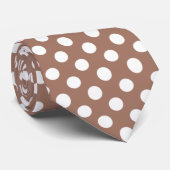 Cravate Mocha Mousse Brown blanc pois rétro motif (Roulé)