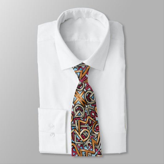 Cravate Mocha Red Gray Geometric Neck Tie (Attaché)