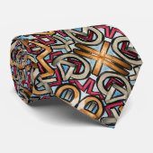 Cravate Mocha Red Gray Geometric Neck Tie (Roulé)