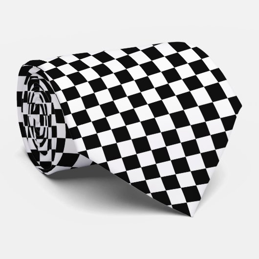Cravate Mod Checkered noir emballant le motif (Roulé)