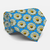 Cravate MoD Hippie de 60's White Daisy Flower tendance mod (Roulé)