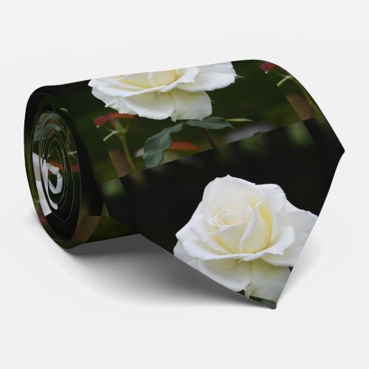 Cravate Mode florale de rose blanc (Roulé)