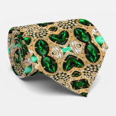 Cravate mode girly chic art déco or vert émeraude (Roulé)