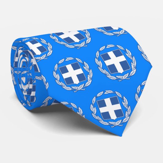 Cravate Mode Grèce Emblem Cravate, Drapeau grec bleu (Roulé)