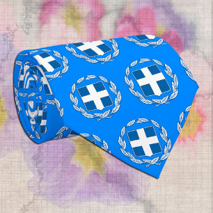 Cravate Mode Grèce Emblem Cravate, Drapeau grec bleu