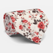 Cravate Mode Masculine Artistique Fleur de Rose (Roulé)