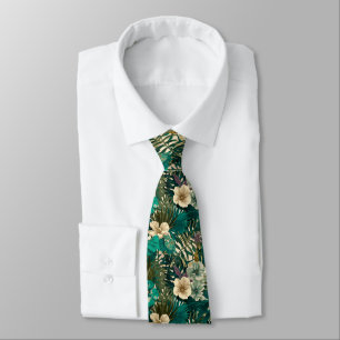 Cravate Mode masculine colorée fleur tropicale