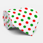 Cravate Modèle à pois blancs rouges et verts  (Roulé)