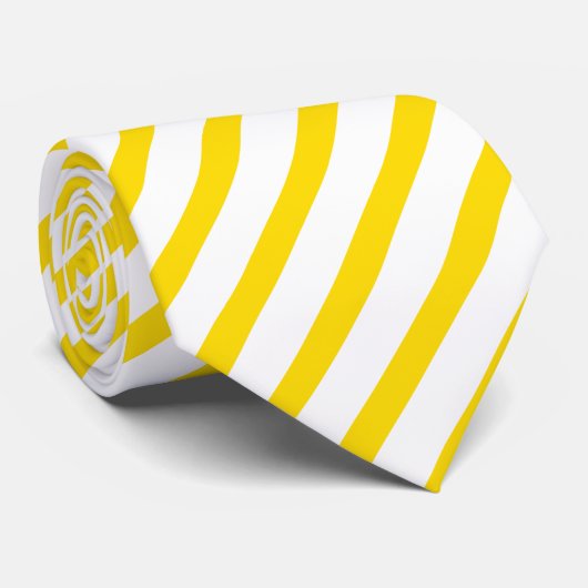 Cravate Modèle à rayures blanches Jaunes Cool élégant tend (Roulé)