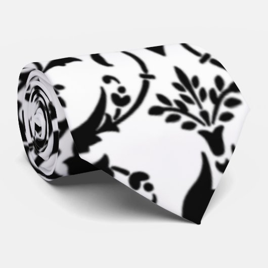 Cravate Modèle Damas noir et blanc (Roulé)
