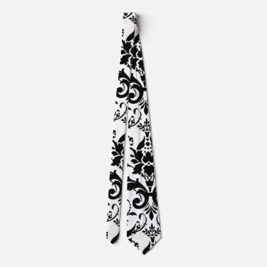 Cravate Modèle Damas noir et blanc (Dos)