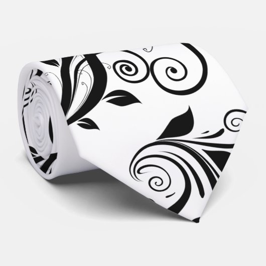 Cravate Modèle Damask, Damask français, noir et blanc (Roulé)