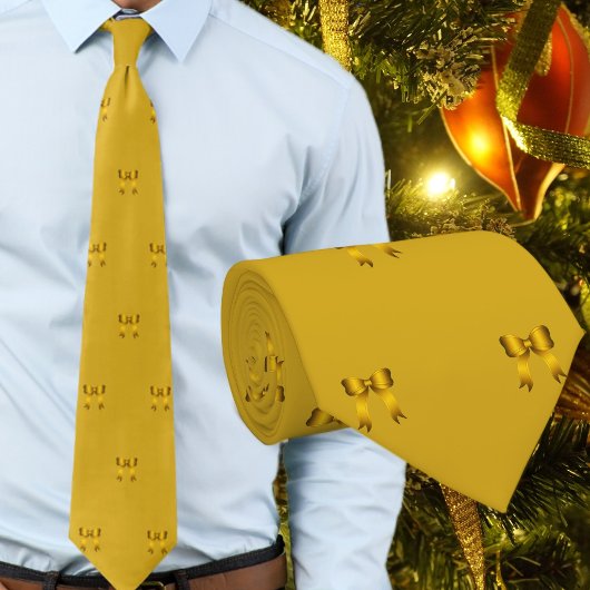 Cravate Modèle de petits noeuds de Noël en or