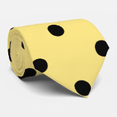 Cravate Modèle de point jaune et noir de polka (Roulé)