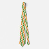 Cravate Modèle de rayures verticales orange vert blanc (Devant)