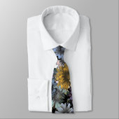 Cravate Modèle floral bleu gris (Attaché)