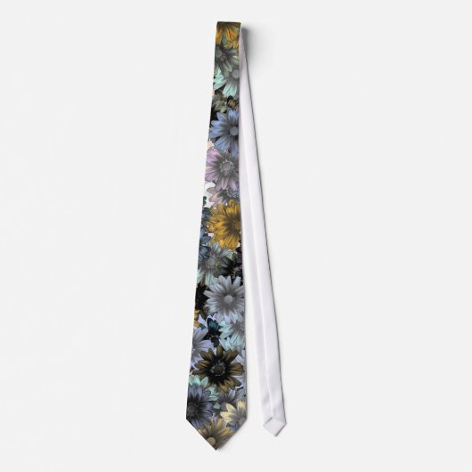 Cravate Modèle floral bleu gris (Devant)