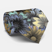 Cravate Modèle floral bleu gris (Roulé)
