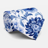 Cravate Modèle floral bleu marine chic (Roulé)