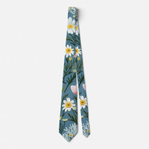 Cravate Modèle floral Cottagecore de prairie de fleurs sau